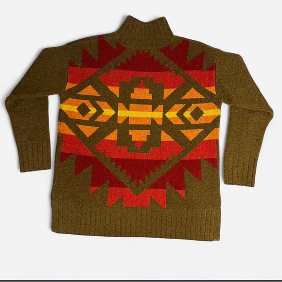 Pendleton 100% Lambswool Turtleneck Sweater Bold Aztec Geometric Pattern Size S - Picture 4 of 8